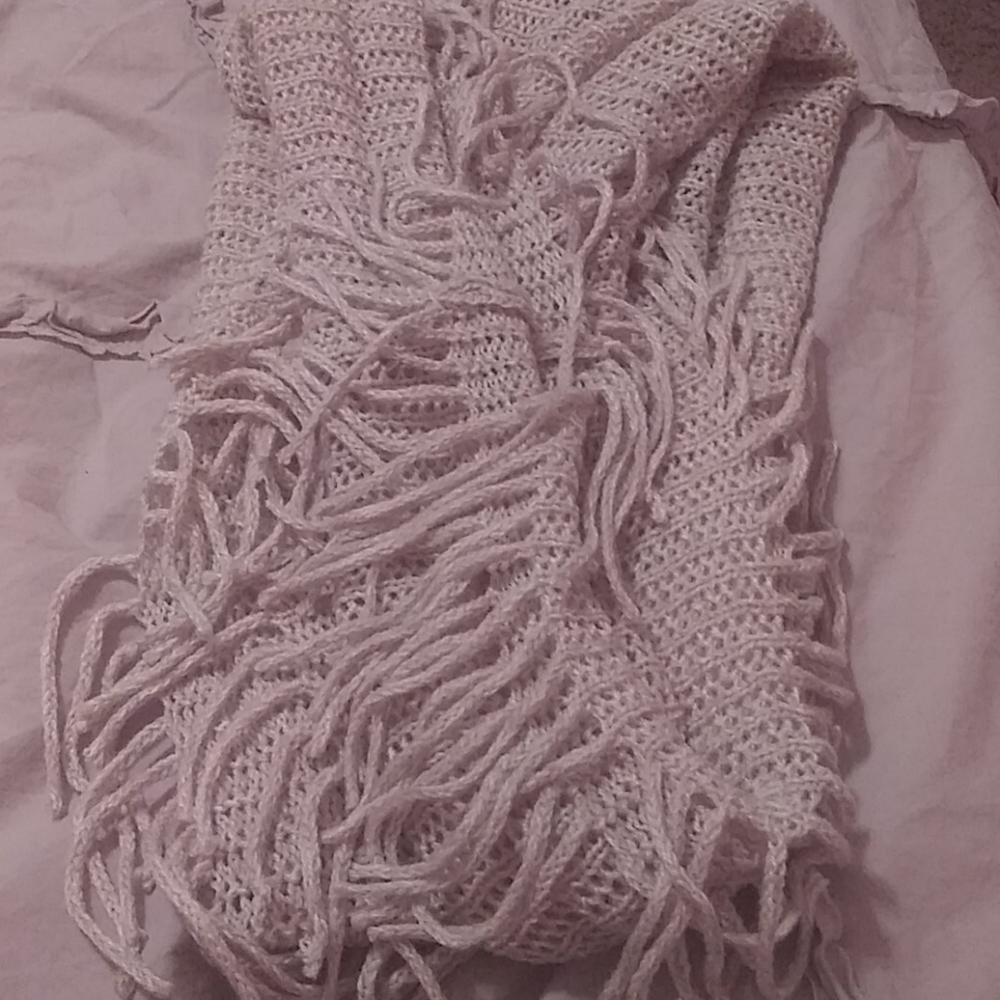 Women's handmade grey knitted scarf